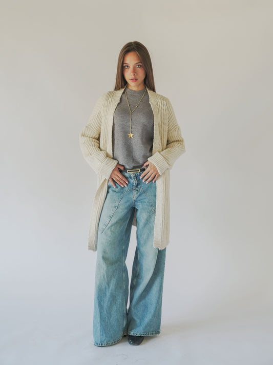 Knitted cardigan-beige