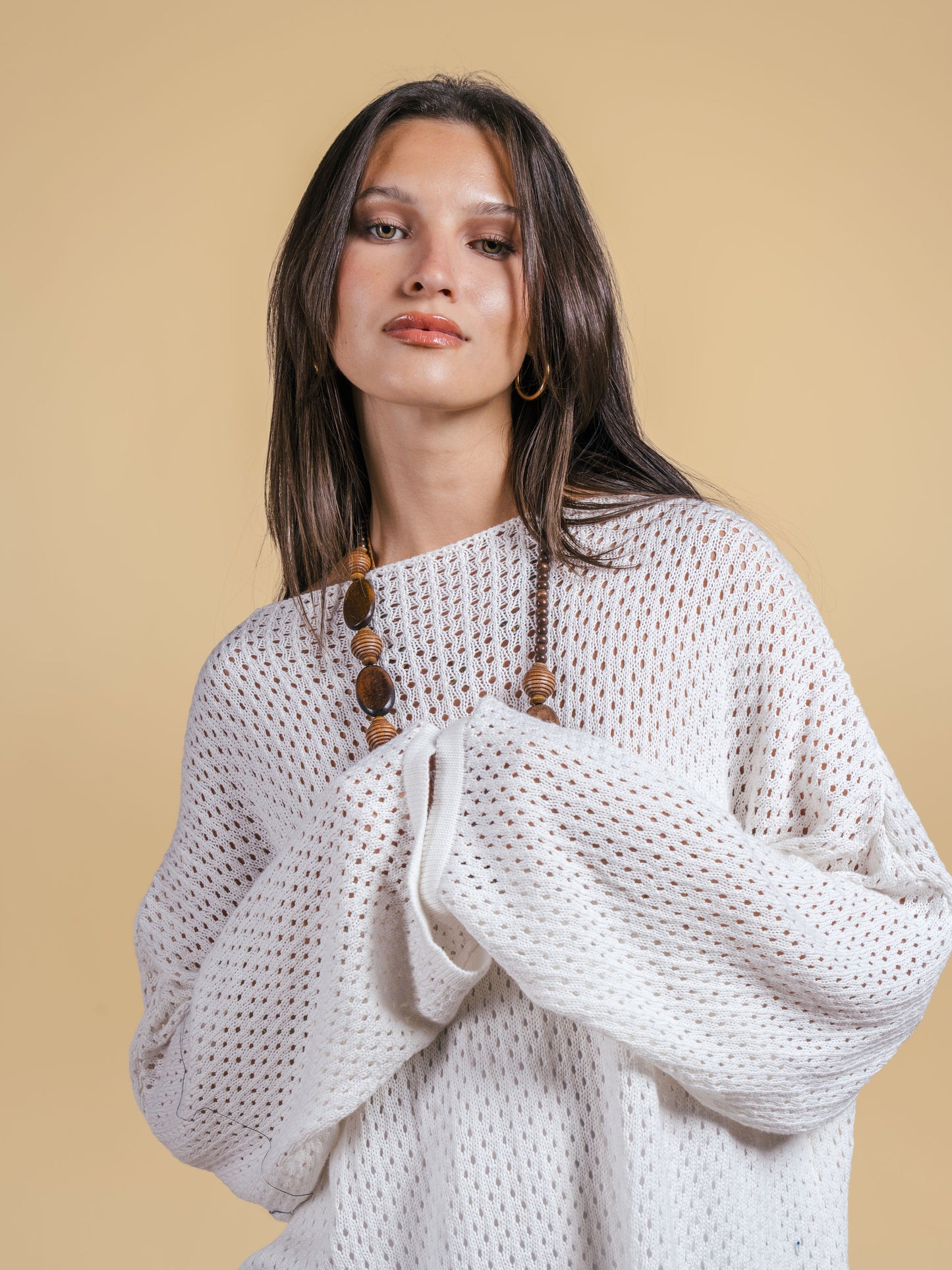 Cropped knit top-off white
