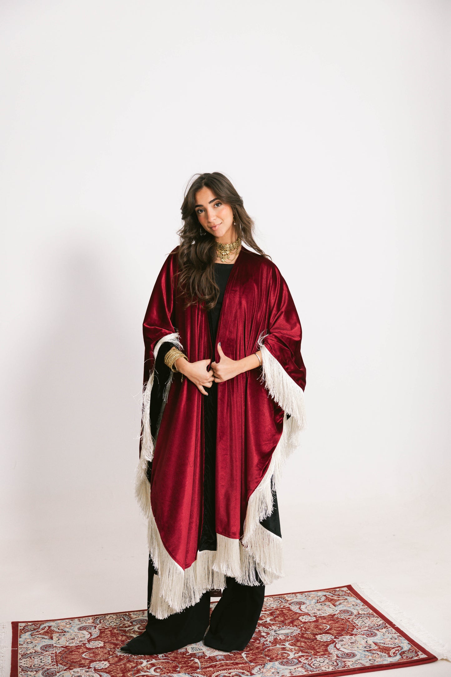 Double face Ramdan shal-black*burgundy