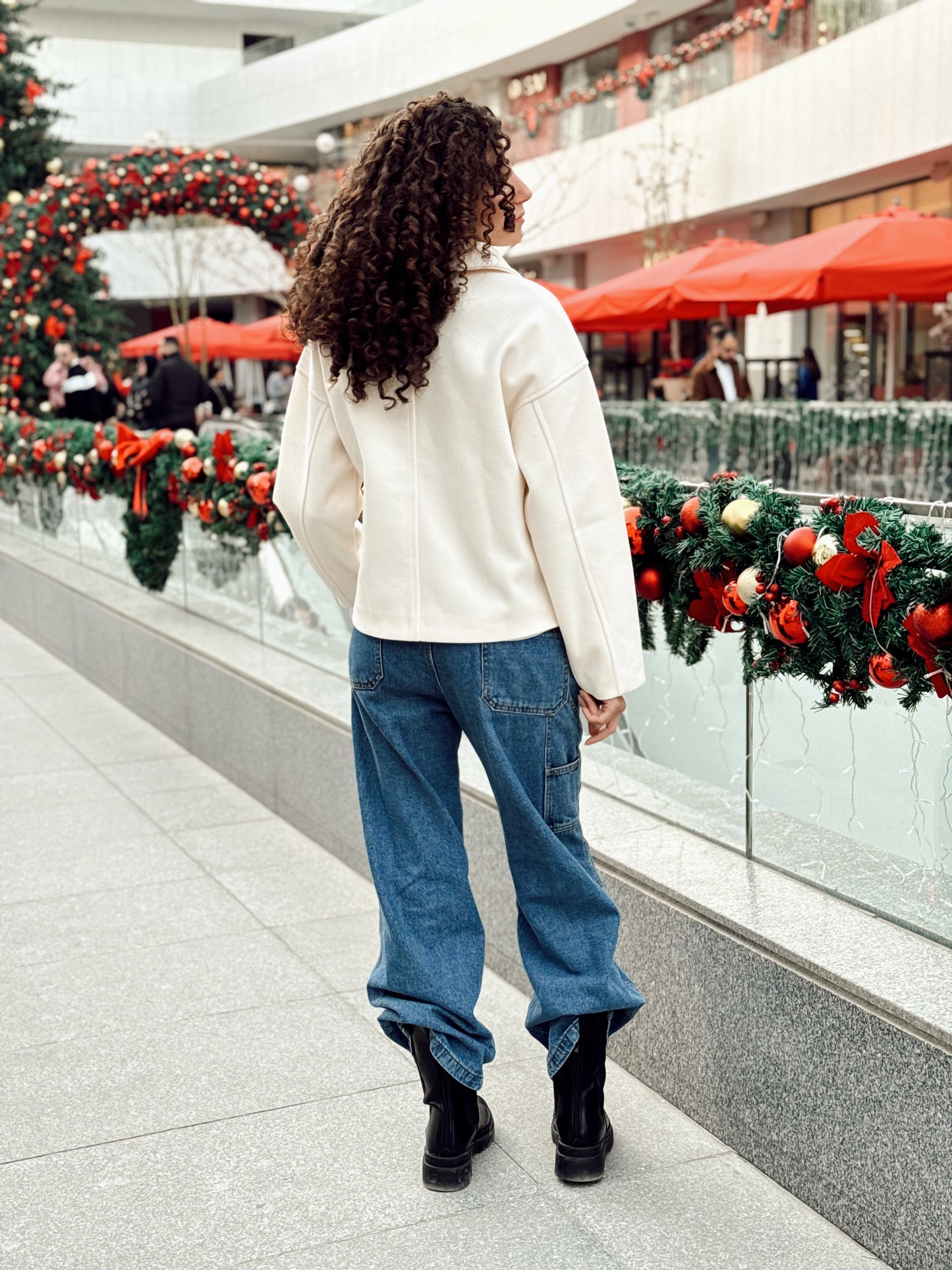 Cropped jacket-off white