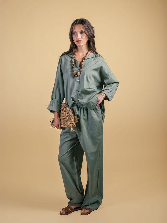 Linen Pants-Olive